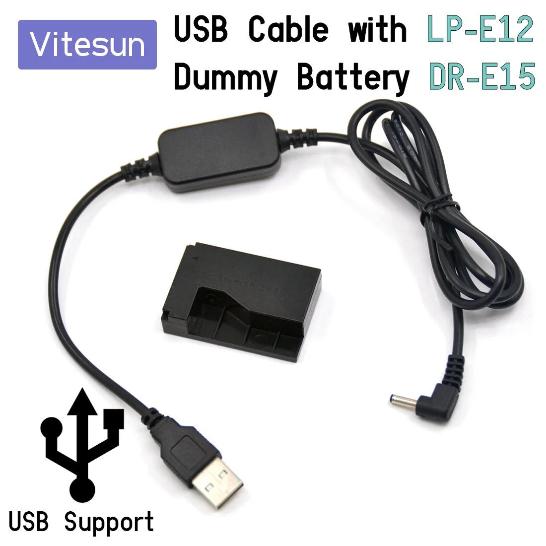 Vitesun ͸ USB ̺   DR-E15  ͸ LP-E12, ĳ EOS 100D Ű x7 ݶ SL1 SX70HS ī޶, 5V